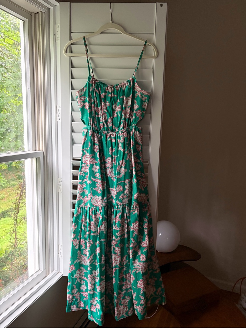 Z Supply Green Floral Tiered Maxi Dress with Pink Bloom